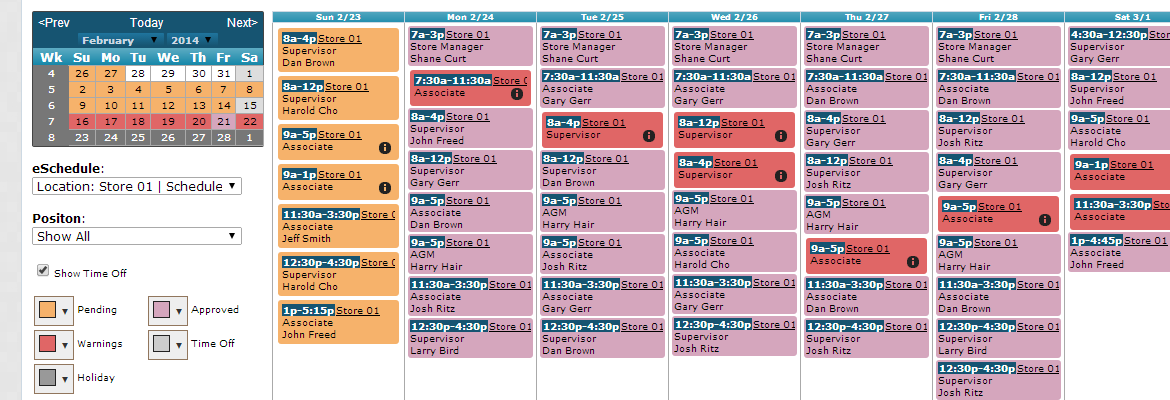 What do the different colors on my eSchedule represent?